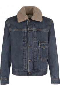 Джинсовая куртка на пуговицах с меховой отделкой воротника Rag&amp;Bone Rag&Bone
