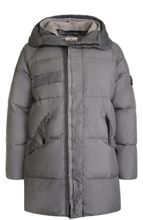Удлиненный пуховик на молнии с капюшоном Stone Island