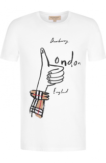Хлопковая футболка с принтом Burberry