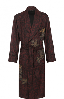 Шелковый халат с поясом и шалевым воротником Dolce &amp; Gabbana