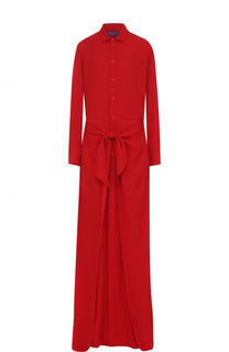 Однотонное шелковое платье-рубашка Ralph Lauren