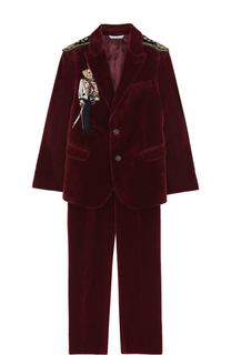 Бархатный костюм с вышивкой и эполетами Dolce &amp; Gabbana