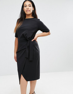 Платье с узелком спереди ASOS CURVE - Черный
