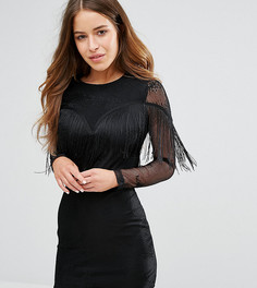 Сетчатое платье с бахромой Boohoo Petite - Черный