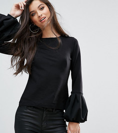Топ с расклешенными рукавами ASOS PETITE - Черный