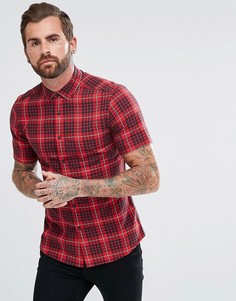 Узкая эластичная рубашка в клетку ASOS - Красный