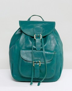 Кожаный рюкзак с карманом спереди ASOS - Зеленый
