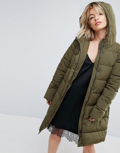 Стеганное пальто из искусственного меха с капюшоном Parka London Thelma - Зеленый