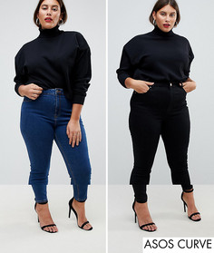 Набор из 2 джинсов скинни черного и синего цвета ASOS CURVE RIDLEY, скидка 16 - Мульти