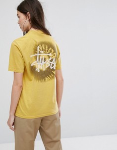 Свободная футболка с принтом Stussy - Желтый
