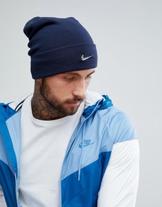 Темно-синяя шапка-бини с металлическим логотипом Nike 803734-451 - Темно-синий