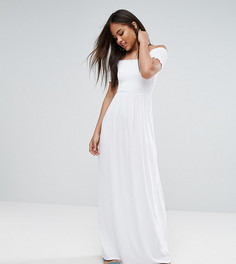 Сарафан макси с открытыми плечами и сборками ASOS TALL - Белый