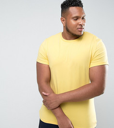 Обтягивающая футболка с отворотами на рукавах ASOS PLUS - Желтый