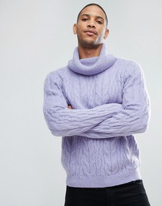 Лиловый вязаный джемпер из мохера с узором косы ASOS - Фиолетовый