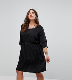 Платье с отделкой на вороте Junarose - Черный