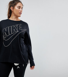 Черный лонгслив с логотипом Nike Plus - Черный