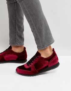 Бордовые бархатные кроссовки ASOS - Красный