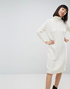 Платье миди вязки косами ASOS - Кремовый