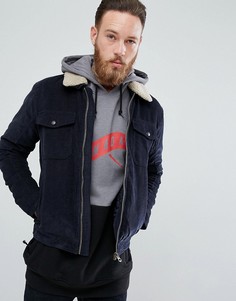 Вельветовая куртка с воротником из искусственного меха Jack &amp; Jones Vintage - Темно-синий