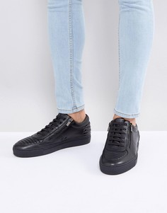 Черные кожаные кроссовки на молнии и шнуровке HUGO by Hugo Boss - Черный