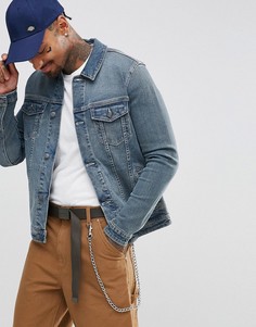 Синяя приталенная джинсовая куртка ASOS - Синий