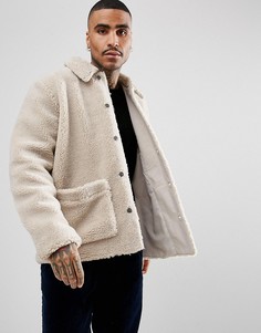 Светло-бежевая куртка из искусственного меха ASOS - Бежевый