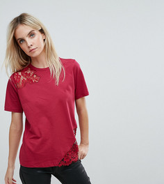 Футболка с кружевом ASOS PETITE - Красный