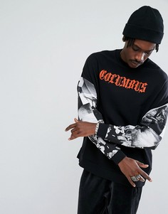 Оверсайз-свитшот с принтом на груди и рукавах ASOS - Черный