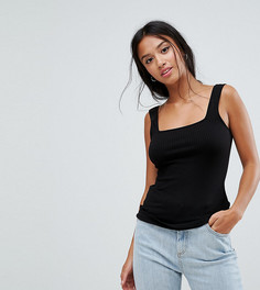 Топ с квадратным вырезом ASOS PETITE - Черный