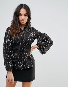 Рубашка с корсетной отделкой Influence - Черный