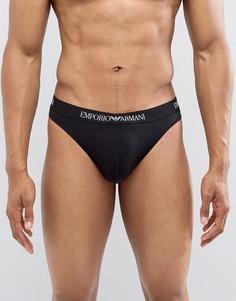 Черные стринги с логотипом Emporio Armani - Черный