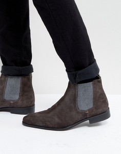 Темно-серые замшевые ботинки челси Dune - Серый