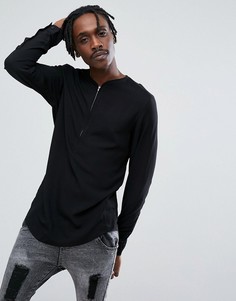 Длинная рубашка классического кроя с короткой молнией ASOS - Черный
