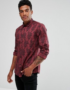 Приталенная эластичная рубашка с принтом пейсли ASOS - Красный