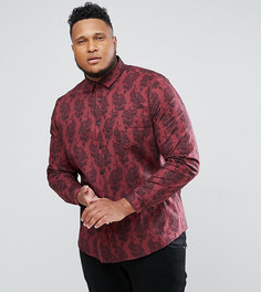 Эластичная зауженная рубашка с цветочным принтом ASOS PLUS - Красный