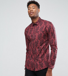 Узкая эластичная рубашка с принтом пейсли ASOS TALL - Красный