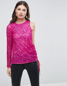Асимметричный топ с отделкой ASOS - Розовый