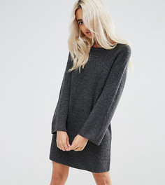 Вязаное оверсайз-платье мини ASOS PETITE - Серый