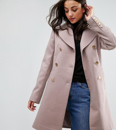 Свободное пальто с пуговицами в стиле милитари ASOS TALL - Розовый