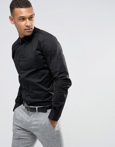 Эластичная хлопковая рубашка узкого кроя Threadbare Premium - Черный