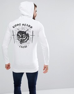 Длинное обтягивающее худи с принтом на спине ASOS - Розовый