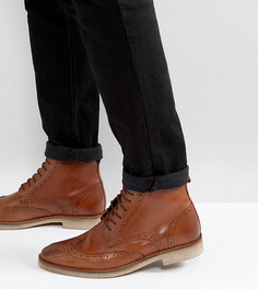 Светло-коричневые кожаные ботинки-броги для широкой стопы со шнуровкой ASOS - Рыжий