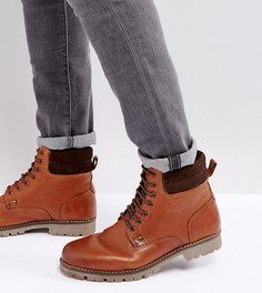 Светло-коричневые кожаные ботинки на шнуровке для широкой стопы ASOS - Рыжий