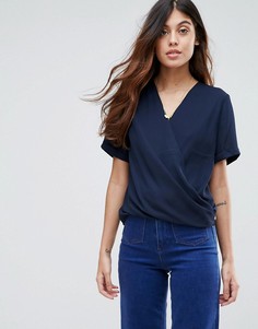Укороченная блузка с запахом Maison Scotch - Темно-синий