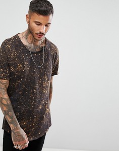 Длинная футболка с закругленным низом ASOS - Черный