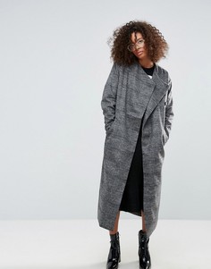 Длинное пальто в клетку Monki - Мульти