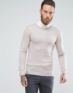 Обтягивающий джемпер из мериносовой шерсти ASOS - Бежевый