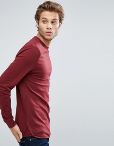 Длинный обтягивающий свитшот с закругленным краем ASOS - Красный