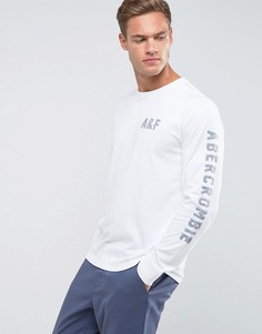 Белый лонгслив с принтом Abercrombie &amp; Fitch - Белый