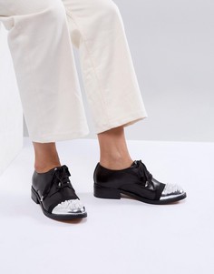 Кожаные премиум-туфли на плоской подошве с отделкой ASOS WHITE CAMELLIA - Черный